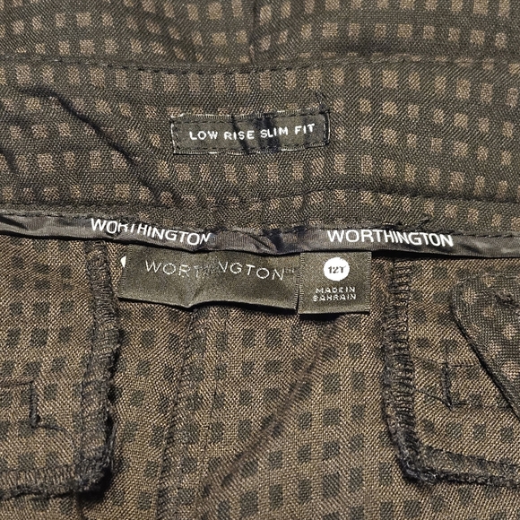 Worthington Low Rise Slim Fit Brown and Black Checkered Trousers Size 12T - Picture 3 of 6